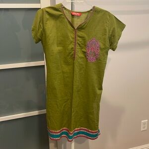 Ridhi Sidhu Green And Purple Lightweight Linen Dress